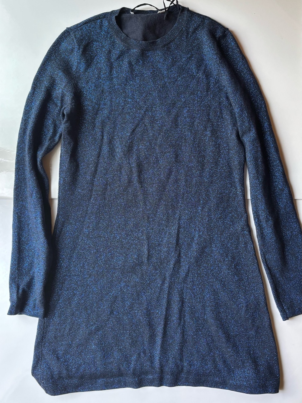 & Other Stories Navy Blue Sparkle knit midi mini dress sparkly holiday metallic